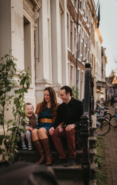 Winter photoshoot family of three film style